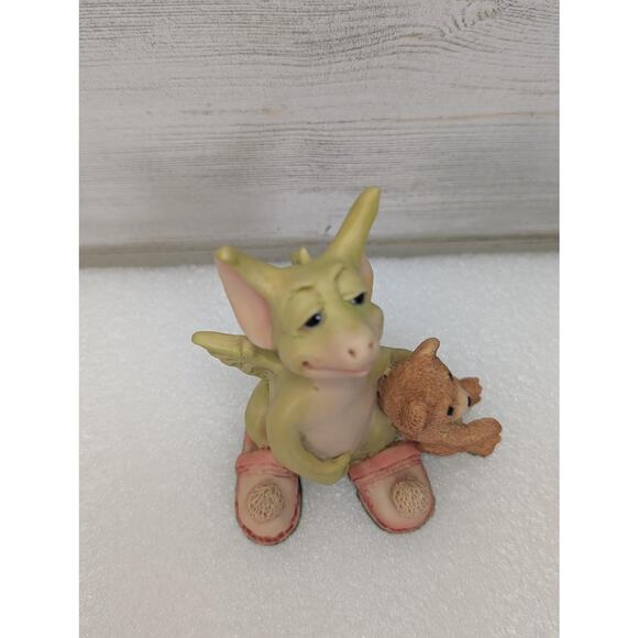 Vintage Real Musgrave Drowsy Dragon Figurine 1989 Teddy Bear Pink Slippers - Picture 8 of 11